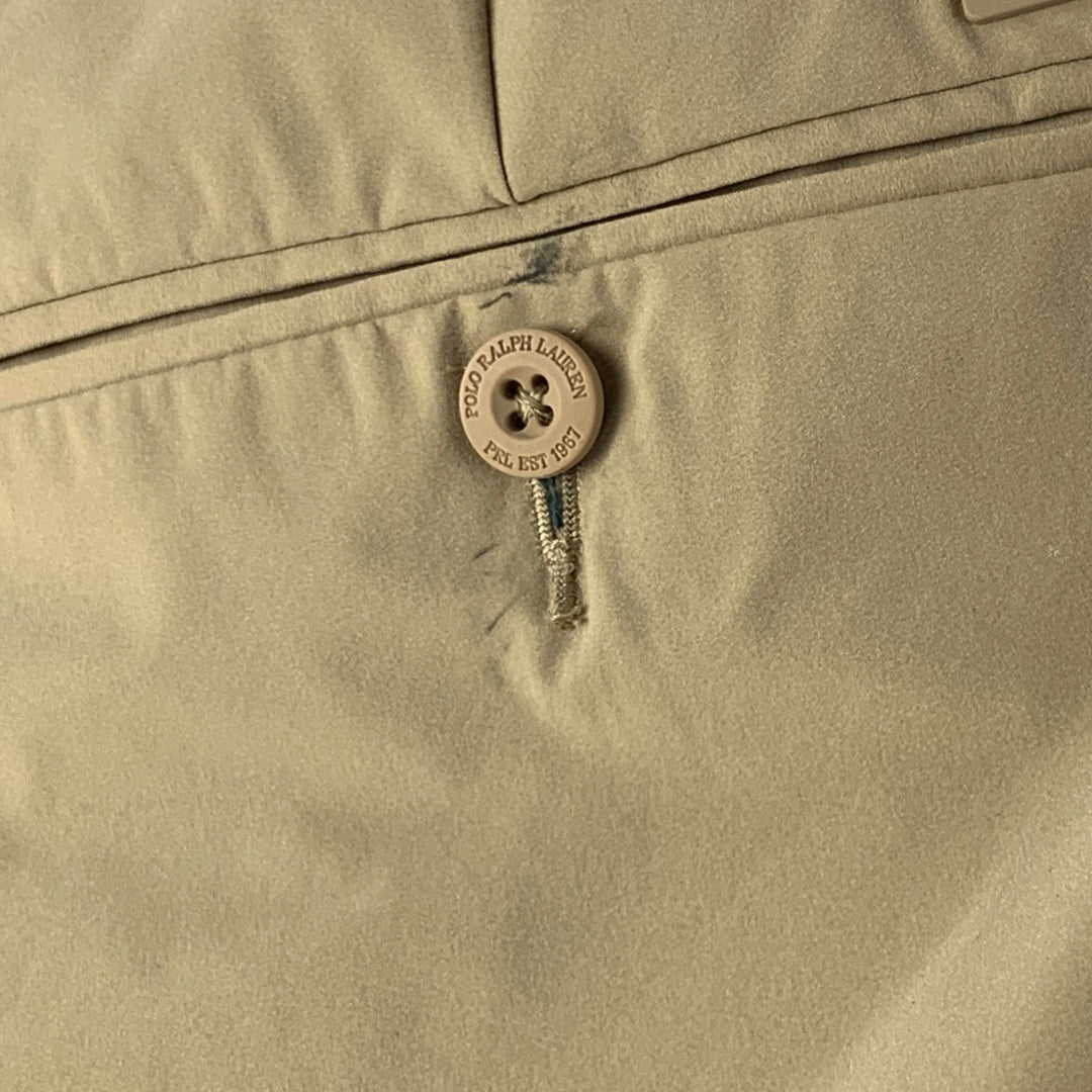 POLO by RALPH LAUREN Talla 33 Pantalones casuales de frente plano de poliéster beige