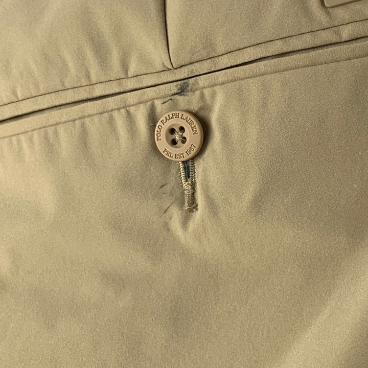 POLO by RALPH LAUREN Talla 33 Pantalones casuales de frente plano de poliéster beige
