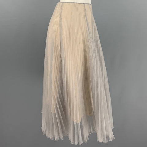 PRADA Taille S Jupe double couche plissée vert beige