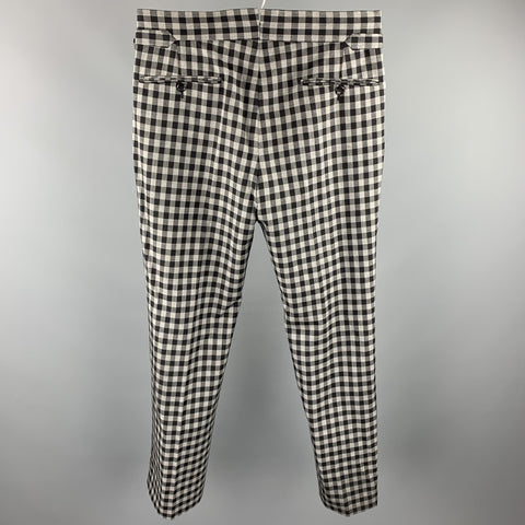 TOM FORD Size 30 Black & Grey Checkered Wool Zip Fly Dress Pants