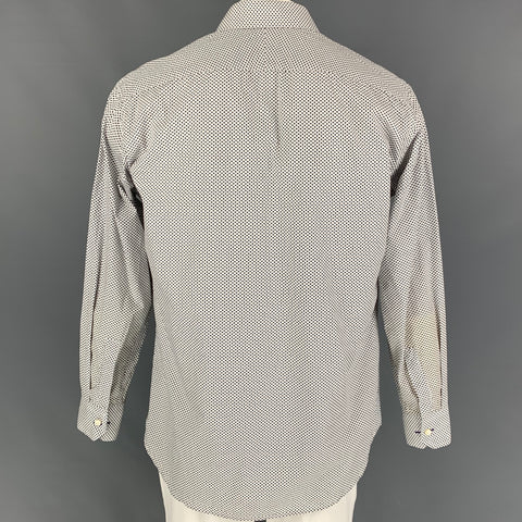 PAUL SMITH Size L White Black Hearts Cotton Long Sleeve Shirt
