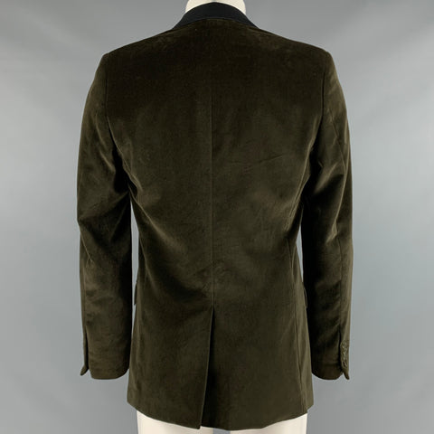 D&G by DOLCE & GABBANA Size 38 Green Black Cotton Velvet Sport Coat