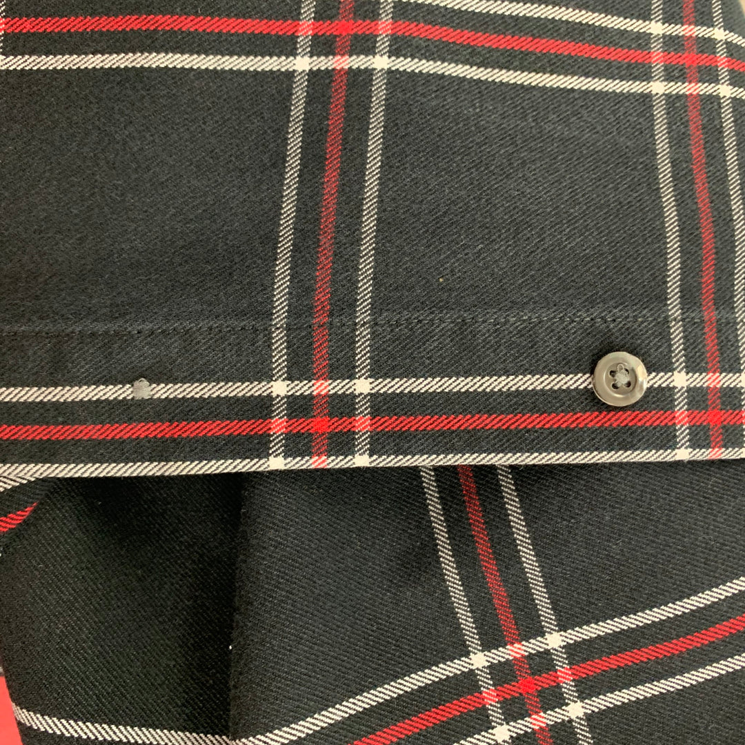 ALEXANDER MCQUEEN Size M Black Red Plaid Cotton Button Up Long Sleeve Shirt