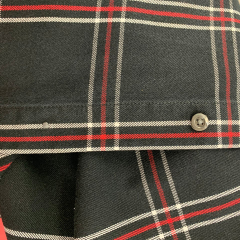 ALEXANDER MCQUEEN Size M Black Red Plaid Cotton Button Up Long Sleeve Shirt