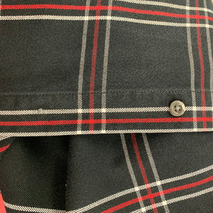 ALEXANDER MCQUEEN Size M Black Red Plaid Cotton Button Up Long Sleeve Shirt