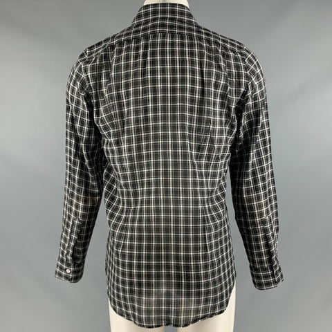 PAUL SMITH Size M Black White Plaid Cotton Long Sleeve Shirt