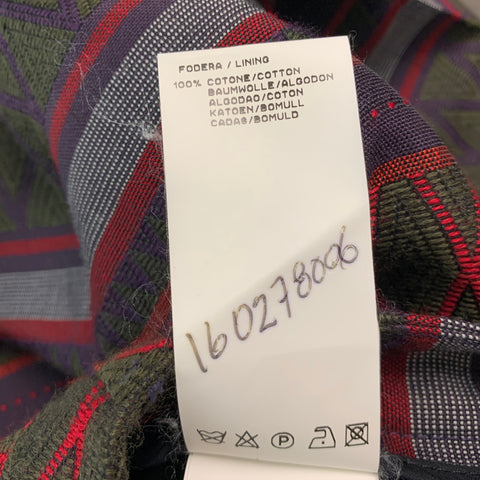 MSGM Size 32 Purple Green Jacquard Polyester Blend Pleated Dress Pants