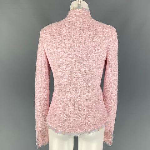 CHANEL 2004 Talla 6 Chaqueta curva de poliamida bouclé rosa