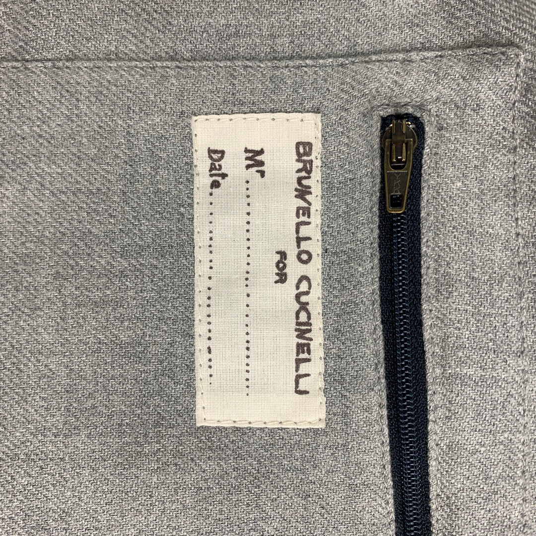 BRUNELLO CUCINELLI Size XL Khaki Quilted Twill Zip Up Puff Vest