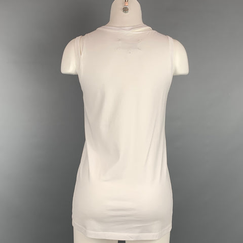 MAISON MARGIELA Size S White Jersey Cut Out Cotton Casual Top
