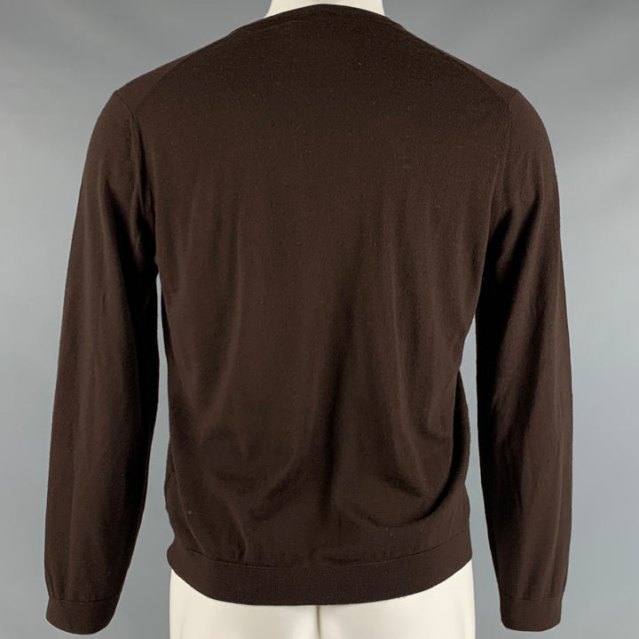 BRUNELLO CUCINELLI Size S Brown Grey Wool Cashmere V-Neck Pullover