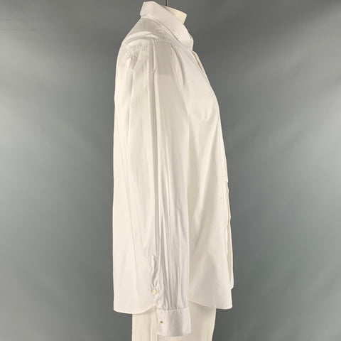 VALENTINO Size XL White Solid Cotton Tuxedo Long Sleeve Shirt