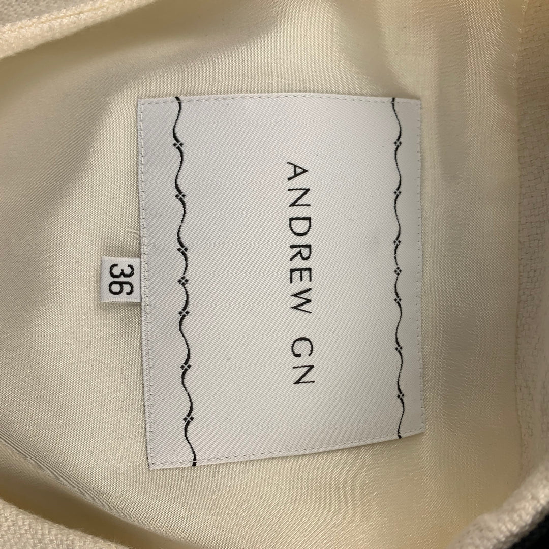 ANDREW GN S/S 18 Taille 4 Veste à boutons pression en lin tissé crème