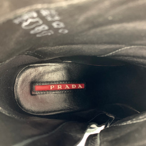 PRADA SPORT Talla 7.5 Botines de cuero negro