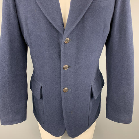 JEAN PAUL GAULTIER Size 38 Navy Lana Wool Peak Lapel Sport Coat