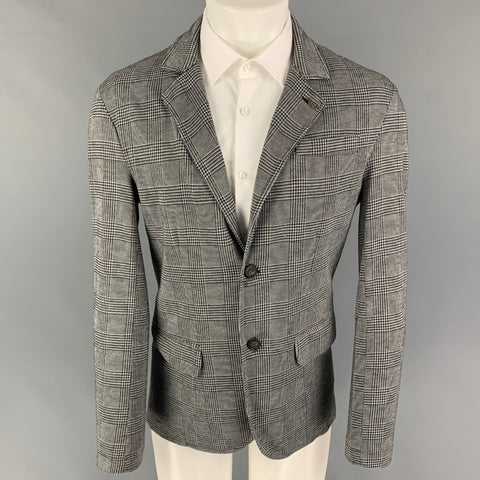 RNT 23 Size 38 Black White Glenplaid Polyester Blend Sport Coat