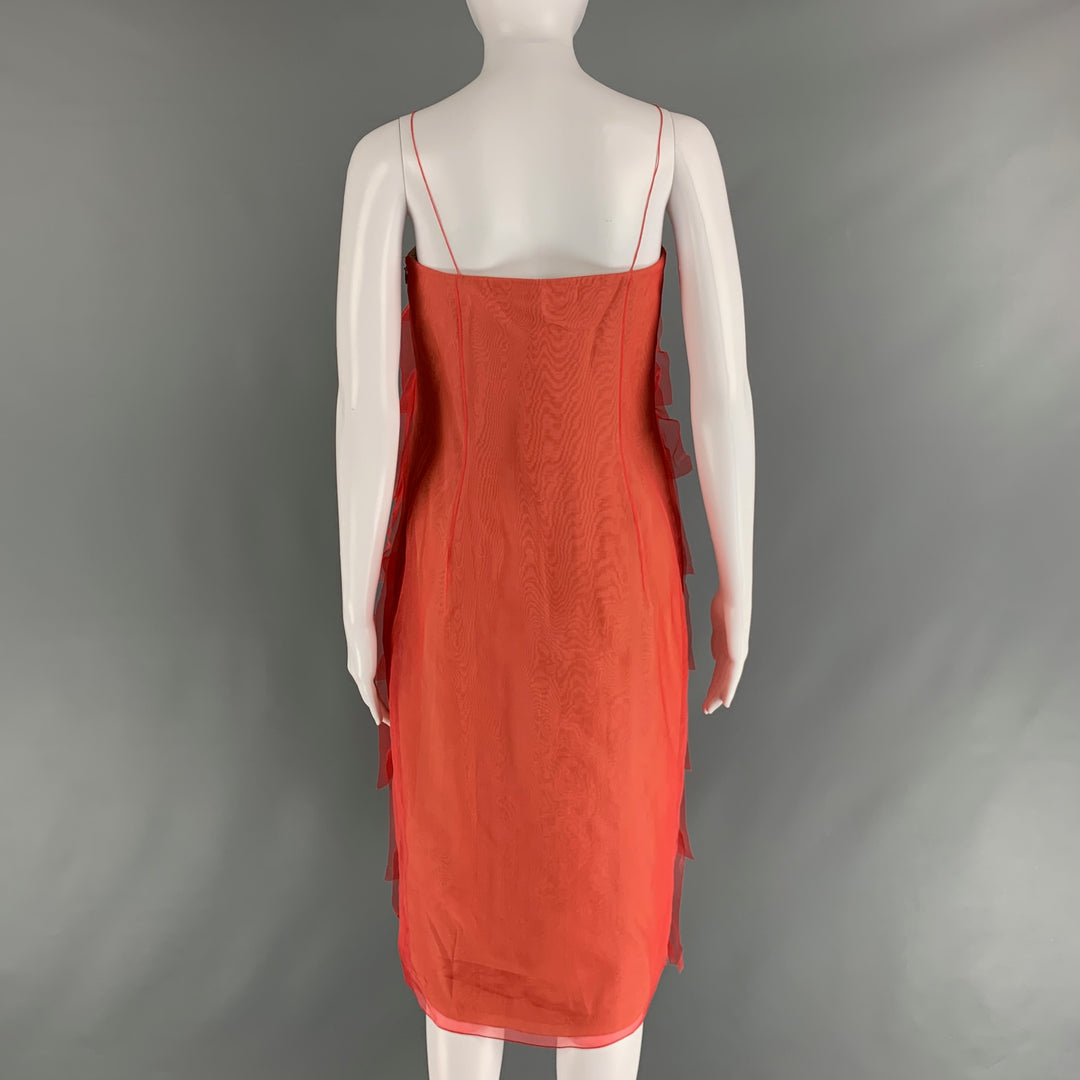 open lace back dress AKRIS Size 10 Orange Tan Silk See Through Spaghetti Straps Dress – Sui  Generis Designer Consignment