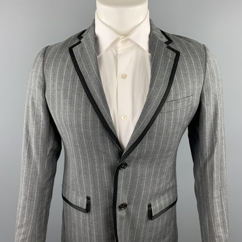 BAND OF OUTSIDERS Size 36 Grey Stripe Wool Notch Lapel Sport Coat