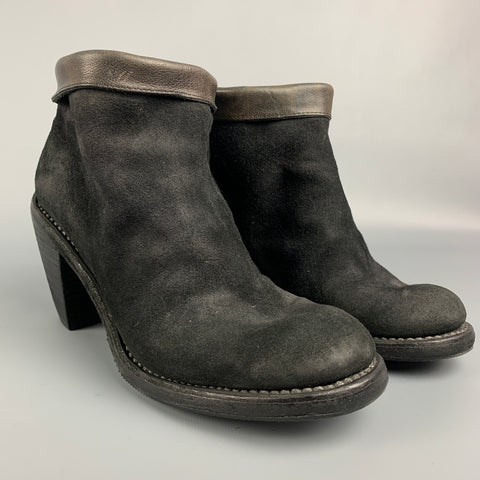 GUIDI Talla 8 Botines de piel de ante negro