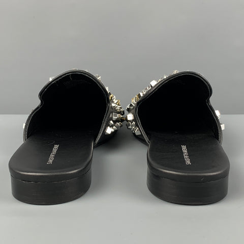 SAKS FIFTH AVENUE Size 12 Black Rumi Studded Mules