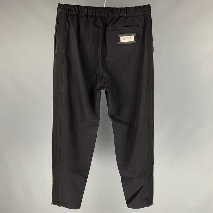 GIVENCHY Size 32 Black Polyester / Wool Elastic Waistband Casual Pants