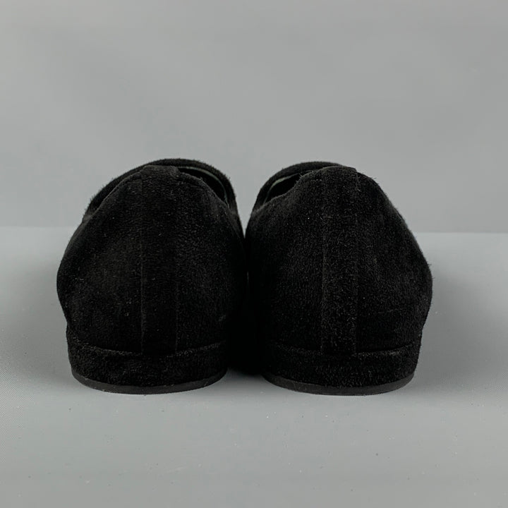 STUART WEITZMAN Size 6.5 Black Silver Suede Loafer Flats