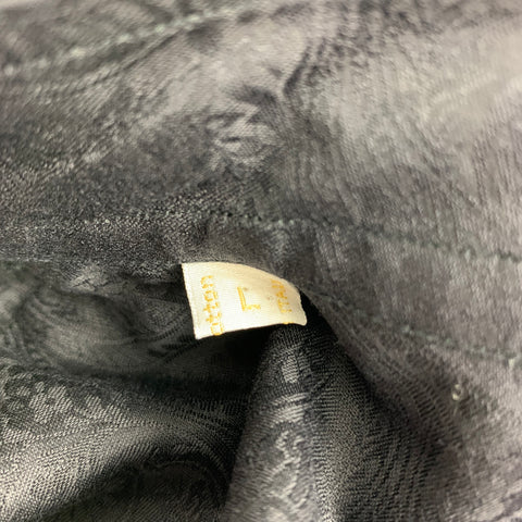 BRIONI Size L Black Paisley Cotton Button Down Long Sleeve Shirt
