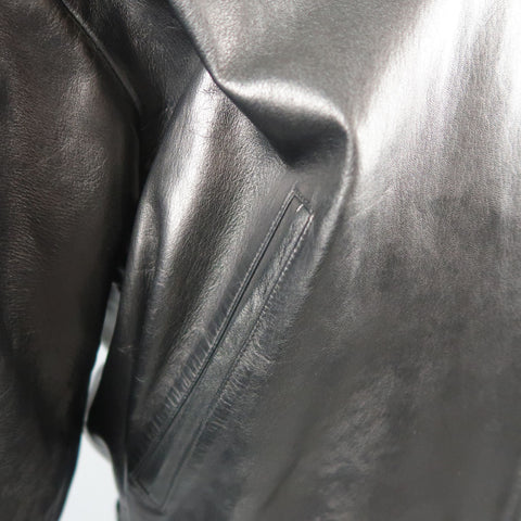 Vintage CLAUDE MONTANA 40 Black Leather Silver Studded Shoulder Jacket