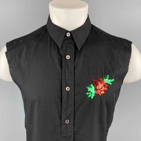 NUMBER (N)INE Taille M Chemise sans manches boutonnée en coton embellissement noir