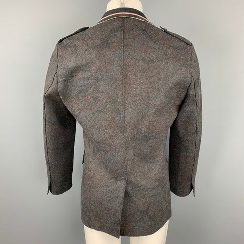 EMPORIO ARMANI Size 38 Dark Gray Camo Snaps Jacket