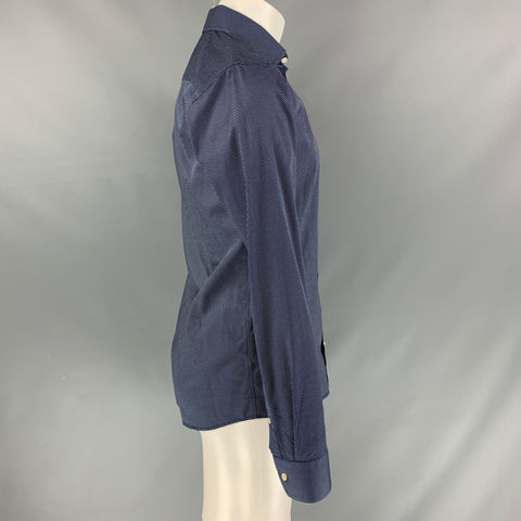 ETON Size M Navy & White Dots Button Down Long Sleeve Shirt