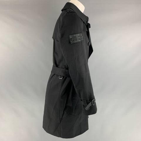 TRENCH LONDON Size M Black Solid Cotton Trench Coat