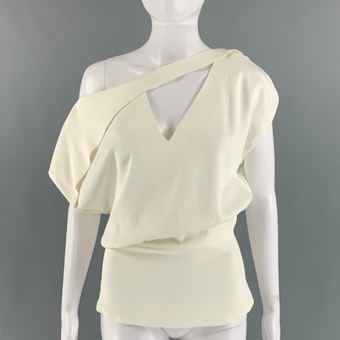 SILVIA TCHERASSI Size S White Viscose Elastane Cut Out Off-Shoulder Casual Top