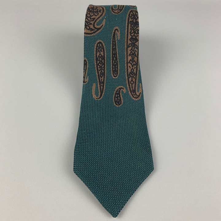 MATSUDA Dark Green & Taupe Paisley Tie