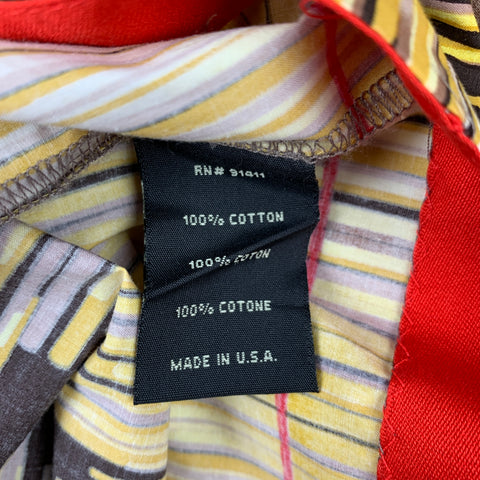 ROZAE NICHOLS Size L Yellow Brown Cotton Stripe Skirt