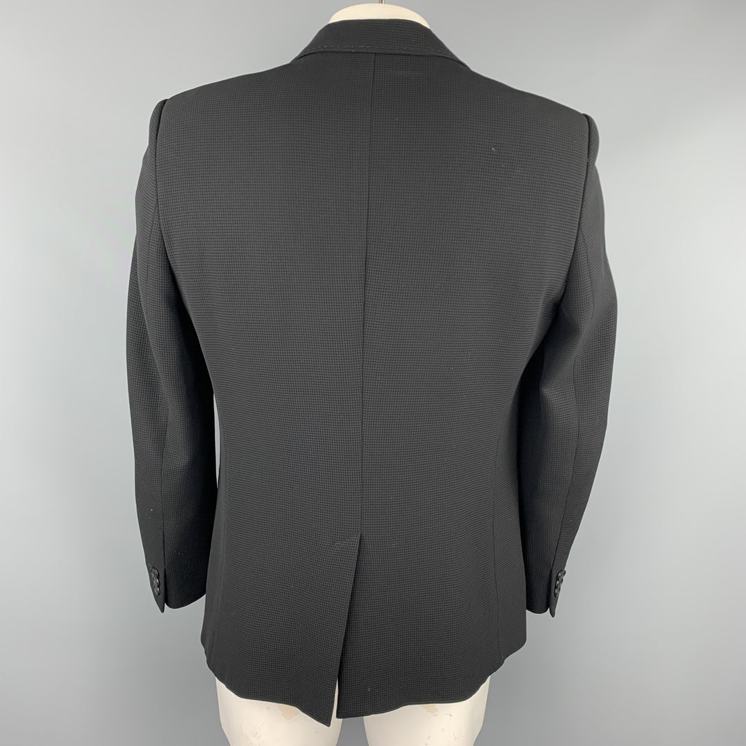 EMPORIO ARMANI Taille 44 Manteau de sport à revers cranté texturé noir