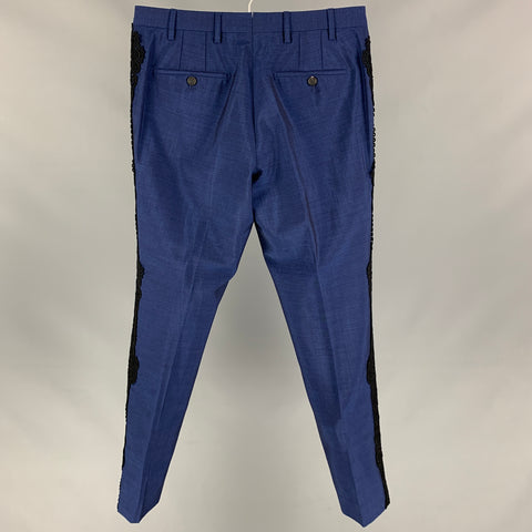 BURBERRY PRORSUM Spring 2016 Size 30 Blue Wool Blend Guipure Dress Pants