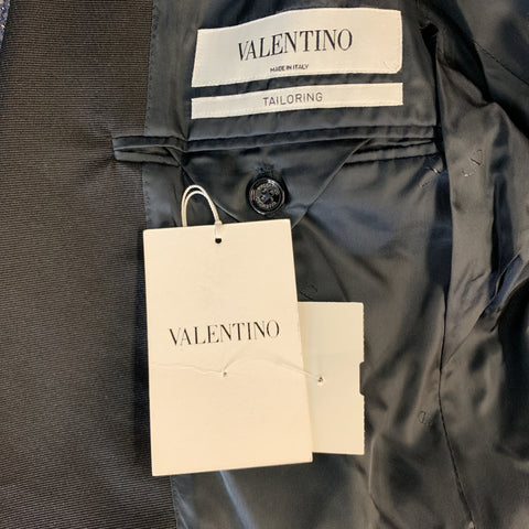 VALENTINO Size 38 Geometric Black & Gold Silk Shawl Collar Sport Coat