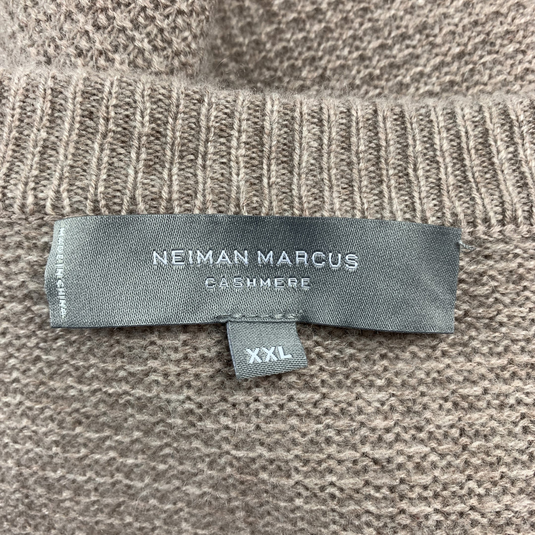 NEIMAN MARCUS Size XXL Oatmeal Textured Cashmere Buttoned Cardigan