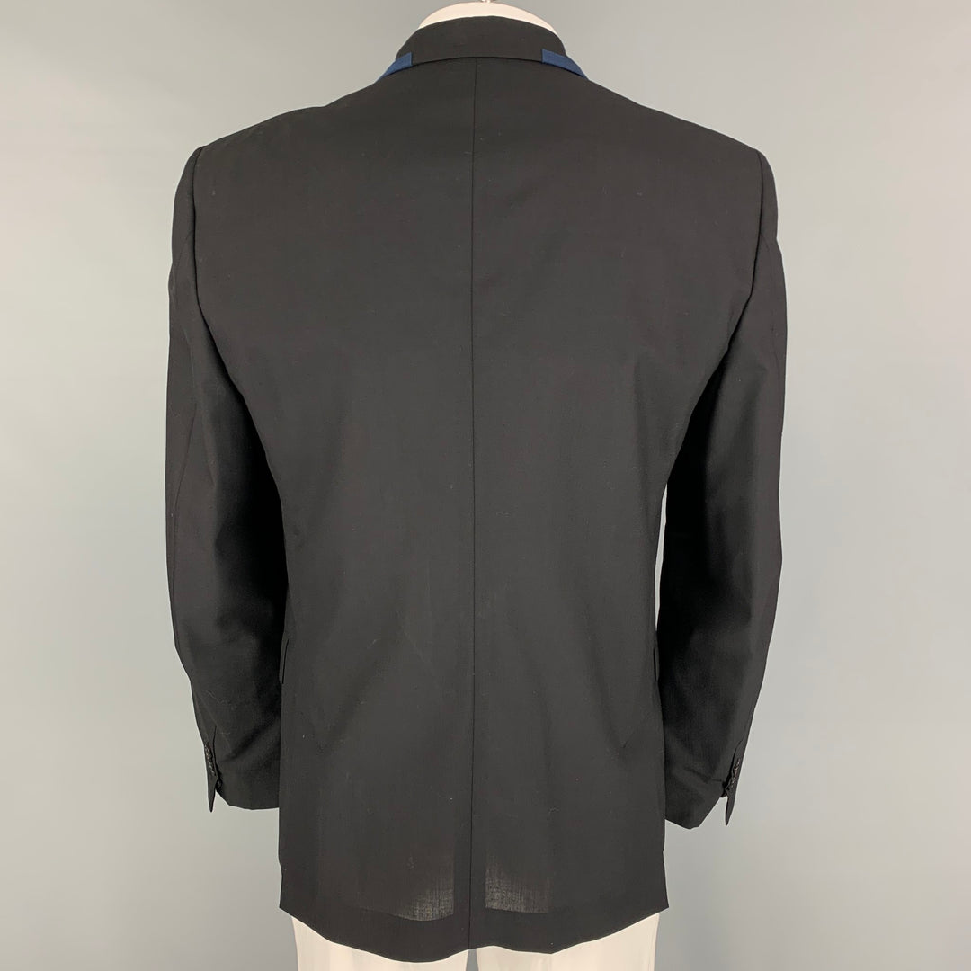 MARC JACOBS Size 44 Black Blue Wool Notch Lapel Sport Coat