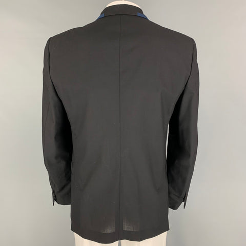 MARC JACOBS Size 44 Black Blue Wool Notch Lapel Sport Coat