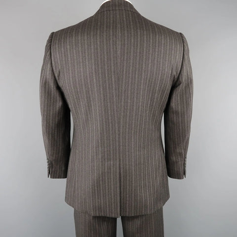 DOLCE & GABBANA 42 Regular Charcoal Pinstripe Wool Notch Lapel Suit DOLCE & GABBANA
