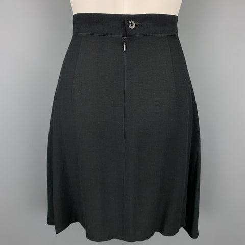 Vintage MATSUDA Size S Black Ribbed Rayon Asymmetrical Skirt