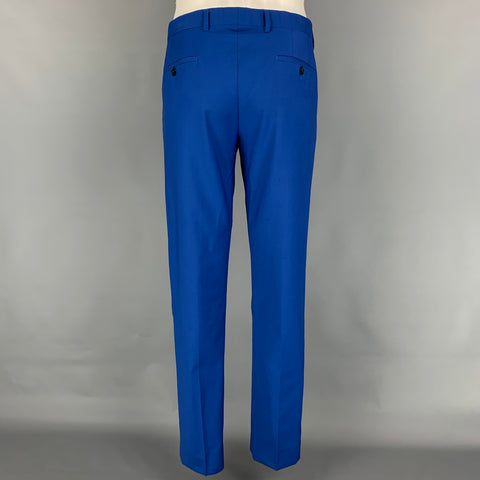 PAUL SMITH Soho Fit Regular Size 42 Royal Blue Wool / Mohair Notch Lapel 3 Piece Suit