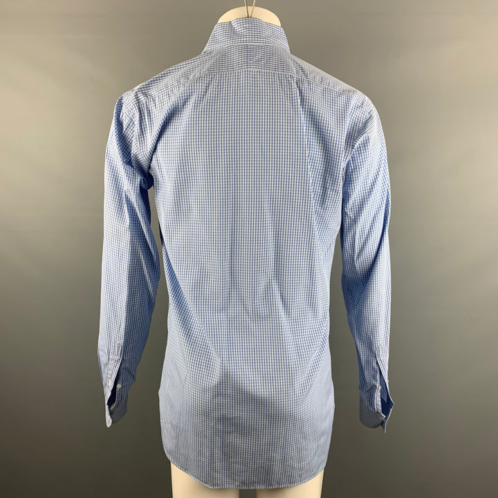 HAMILTON Size M Blue White Checkered Long Sleeve Shirt