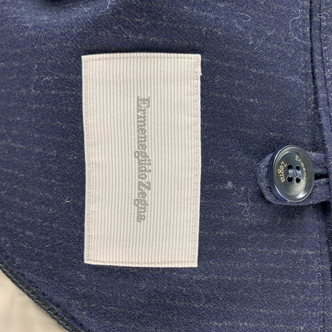 ERMENEGILDO ZEGNA Size 42 Navy Pinstripe Wool Zip & Buttons Coat