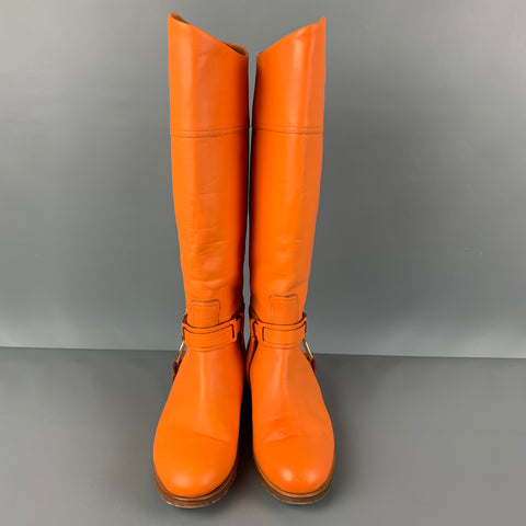 Collection RALPH LAUREN Taille 9 Bottes à enfiler en cuir orange