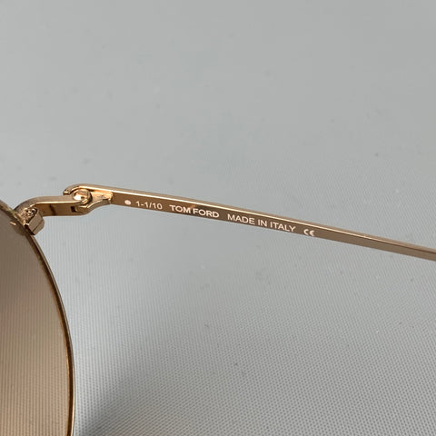 TOM FORD Gold Tone Metal Round Sunglasses