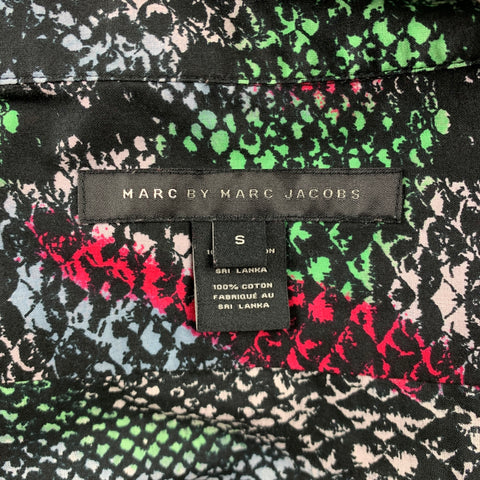 MARC by MARC JACOBS Size S Black & Multi-Color Print Cotton Short Sleeve Shirt