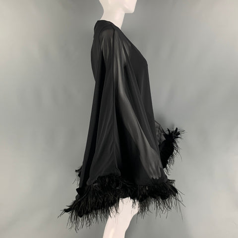 MAC DUGGAL Size 4 Black Polyester Sheer A-Line Dress